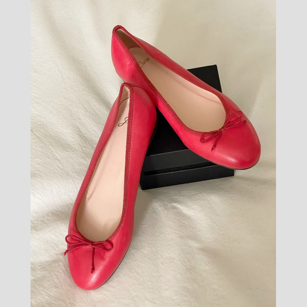 J. Crew Kiki Red Leather Ballet Flats Size: 6